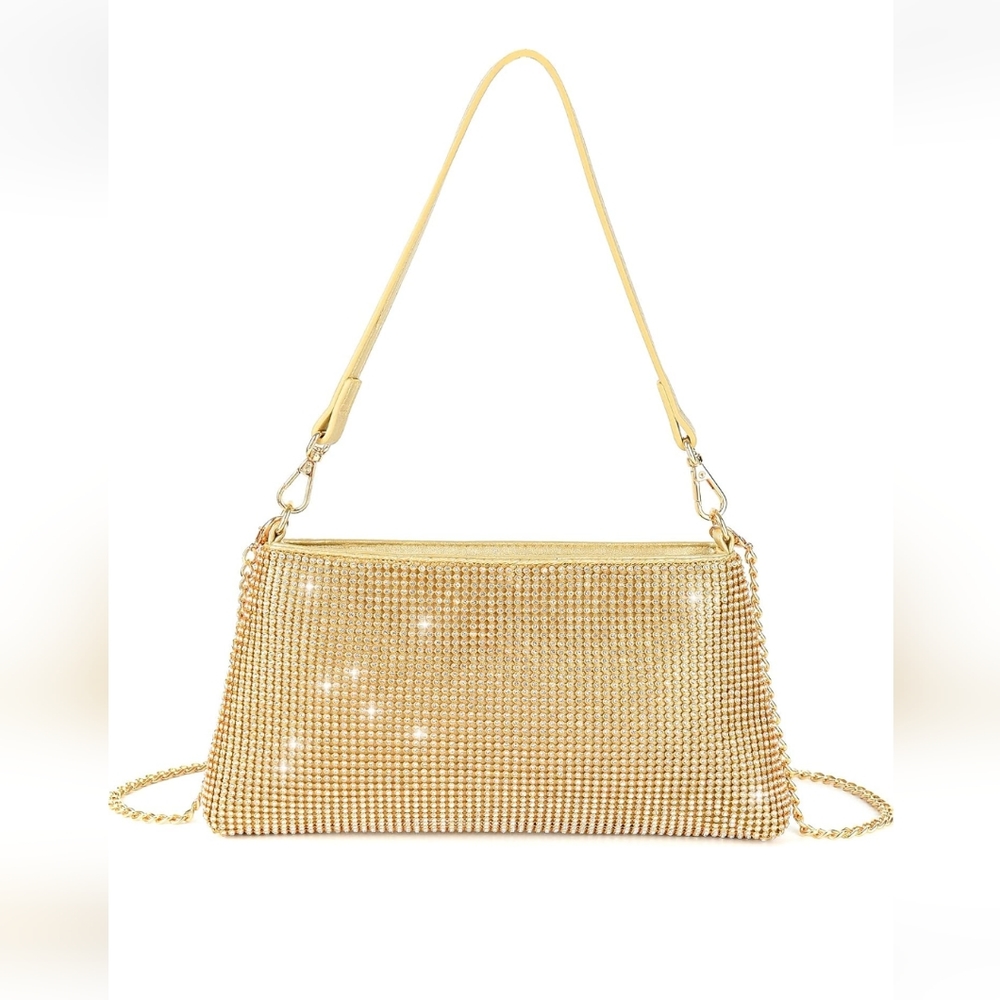 NIP Goldtone Bling Clutch Purse